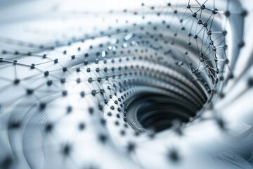 3d render of a dynamic wireframe vortex pulling objects into its center - obrazy, fototapety, plakaty