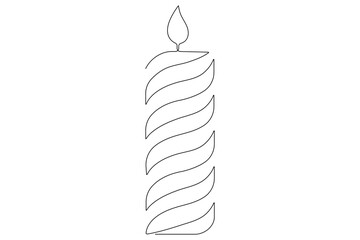 Candle light one line art drawing continuous outline vector illustration
