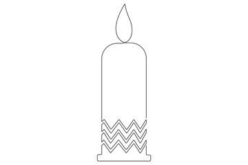 Candle light one line art drawing continuous outline vector illustration
