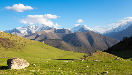Panoramic view of the Caucasus mountains