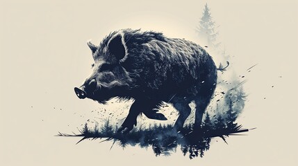 A ferocious wild boar generative AI - obrazy, fototapety, plakaty