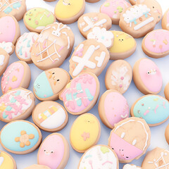 Fototapeta na wymiar Sweet Treats for Spring Frosted Easter Cookies