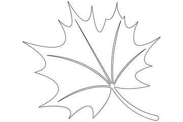 Fototapeta premium Continuous one line art drawing maple leaf botanical decorative symbol outline vector art illustration 