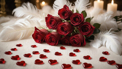 Zwischen Rosen und Herzen: Ein romantisches Stillleben