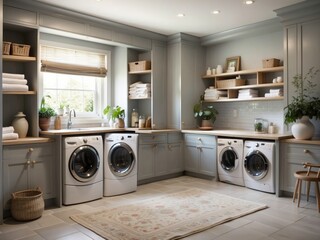 A modern large laundry room beautiful layout, modern kitchen interior with kitchen