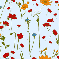 wild flowers seamless pattern