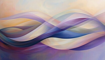 Abstract lavender and peach geometric patterns evoking serene beauty of spring awakening