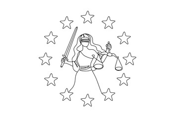 Fototapeta premium Europe. Civil law. One line