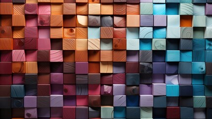 colorful wood blocks for a rainbow background for your photo desktop, in the style of wood, thick paint, abstraction, spectacular backdrops, unprimed canvas, symbolic-vibrant, chalk