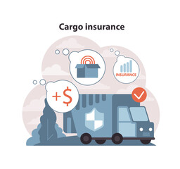Cargo insurance concept. Logistics and freight protection with financial guarantee.