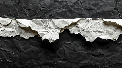 Contrast of Crumpled White Paper on Cracked Black Texture created with Generative AI technology