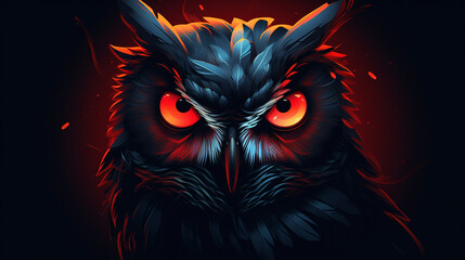 Digital art owl flat icon abstract
