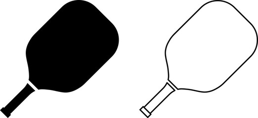 Pickleball paddle line icon set