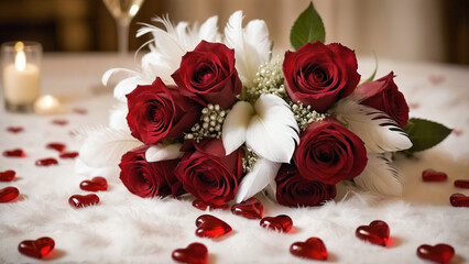 Herzliche Romantik: Ein Rosenarrangement mit Liebe