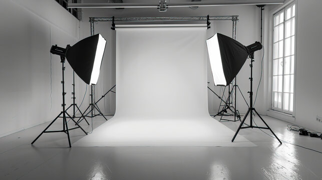 Professional Photo Studio Setup, Perfect Lighting Equipment created with Generative AI technology