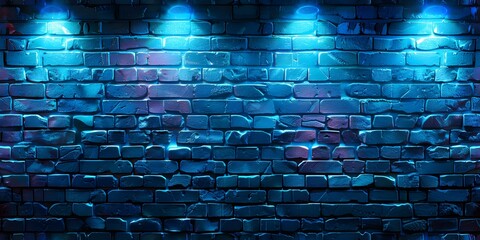 Electric Blue Neon Brick Wall Seamless Background. Concept Wallpapers, Neon, Electric Blue, Seamless Backgrounds
