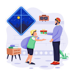 Muslim Rituals Flat Character Illustration