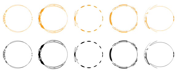 Set of vector graphic circle frames. Cirle line sketch set. - obrazy, fototapety, plakaty