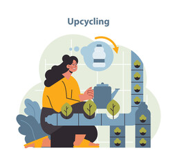 Upcycling Process Illustration. A person illustrates the essence of upcycling.