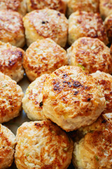 semi-finished meatballs. lightly fried meatballs are ready to cook. Meatballs background.