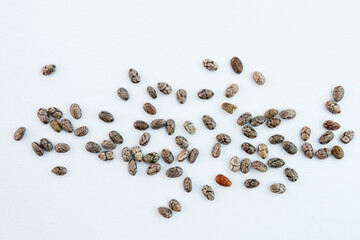 Closeup of chia seeds concept background