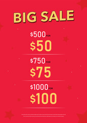 Big sale discount poster, flyer, banner template