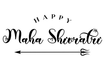 Maha Shivratri lettering design with lord Shiva trishul vector illustration.