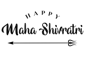 Maha Shivratri lettering design with lord Shiva trishul vector illustration. - obrazy, fototapety, plakaty