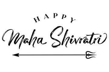 Maha Shivratri lettering design with lord Shiva trishul vector illustration. - obrazy, fototapety, plakaty