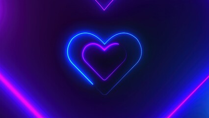 Heart Neon tunnel. Computer generated 3d render