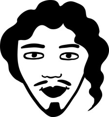 Character smiling man different age and ethnicity. Young and aged, diverse. Vector outline illustration, linear, thin line, hand drawn sketch, doodle 