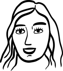 Character smiling woman different age and ethnicity. Young and aged, diverse. Vector outline illustration, linear, thin line, hand drawn sketch, doodle 
