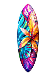 Realistic surfboard isolated on transparent background.