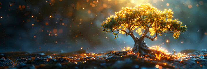 Artistic image of magic tree 3d image,
Tree of awakening that expands consciousness - obrazy, fototapety, plakaty