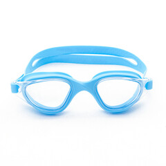Blue swimming goggles on white background