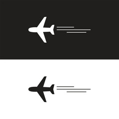 Airplane icon takeoff logo black pictogram set vector or plane take off flying silhouette shape graphic simple plain clipart symbol, airport airline jet circle sign, aeroplane thin line outline art - obrazy, fototapety, plakaty