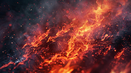 Fototapeta na wymiar Burning coal fire with smoke. Graphic resources / Banner Design