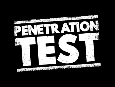 Penetration test - ethical hacking, is an authorized simulated cyberattack on a computer system, technology text concept stamp