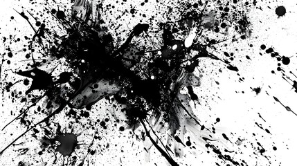 A striking abstract sketch, with contrasting black and white paint splatters, evokes a sense of dynamic movement and raw artistic expression