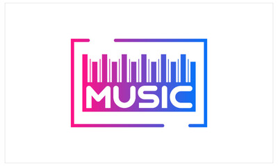 A typography music icon logo with a sleek design, symbolizing rhythm and harmony in music.