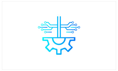 Obraz premium A futuristic technology icon logo with sleek curves, symbolizing advancement and sophistication.