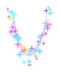 Glittering stars' particles curve. 3d rendering.	