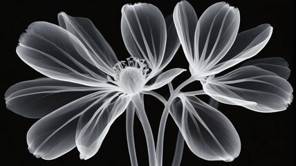 A Black And White Photograph Of A Flower, X-Ray Photography, Xray Art, Xray Hd, Detailed Scan