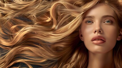 Naklejka premium beautiful young woman with amazing blonde hair - beauty/haircare advertisement template