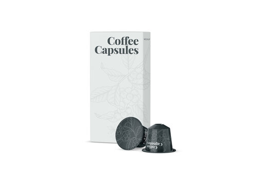 Coffee Capsules & Paper Box Mockup