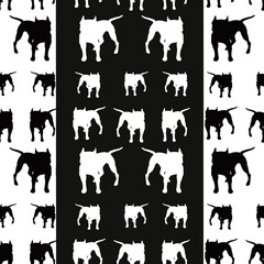 Seamless pattern with dog silhouettes for textile, fabrics