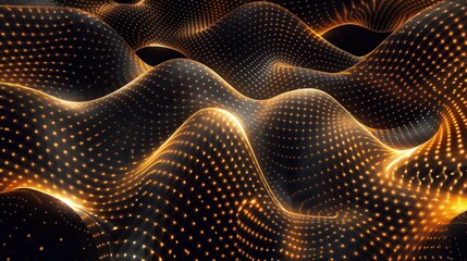 Data wave with digital dots and lines. Particle flow. Technology illustration