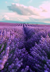 Obraz premium Lavender field in the sunlight