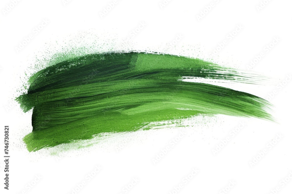 Sticker isolated forest green brush stroke on a white base