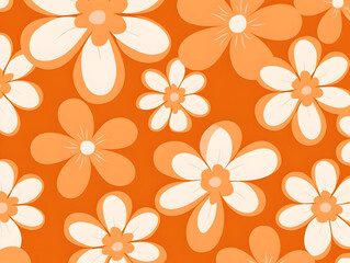 Colorful simple groovy flowers seamless pattern illustration background  